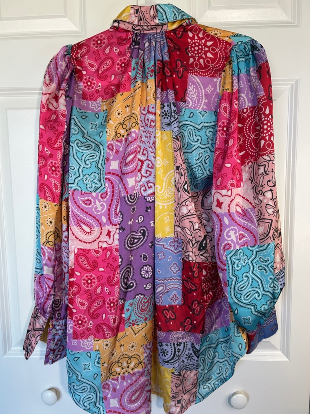 Bululu Multicolor Patchwork Bandana-Print Button Down Shirt - Picture 4 of 9